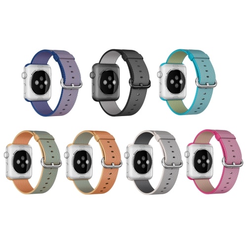 För Apple Watch 42/44mm Woven Nylon Klockarmband Pearl