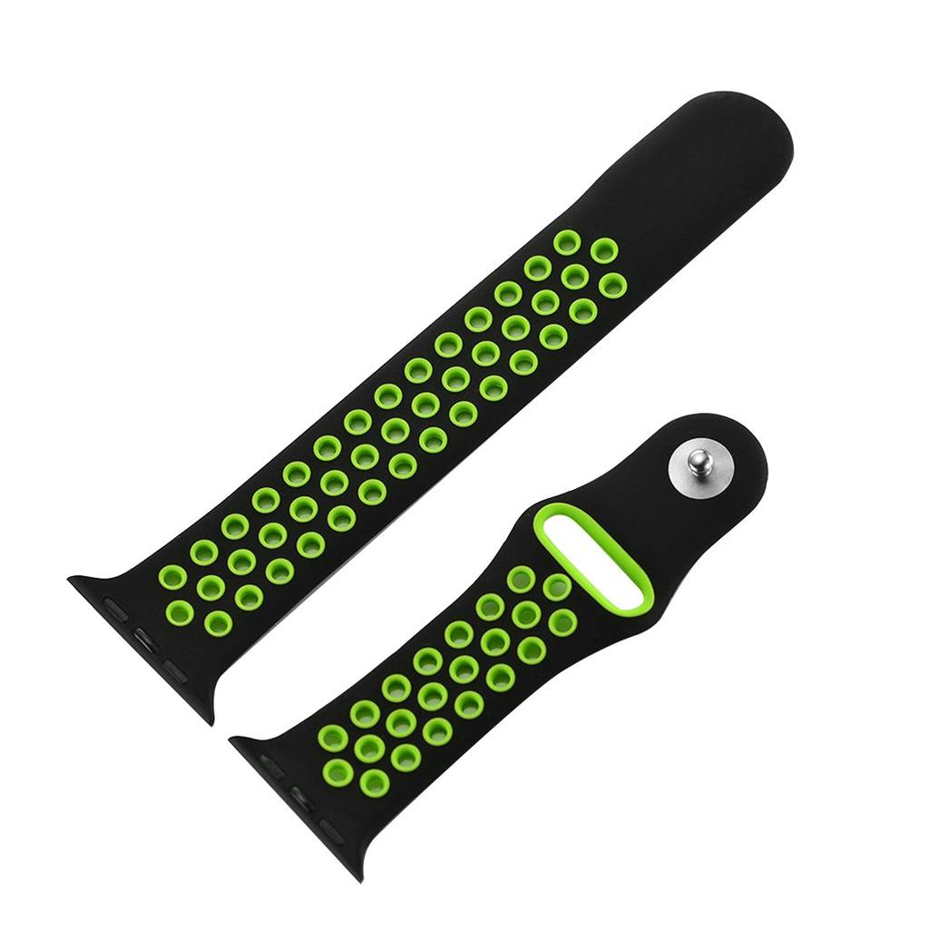 För Apple Watch 38/40mm S/M silikon Sport klockarmband Lila+grön