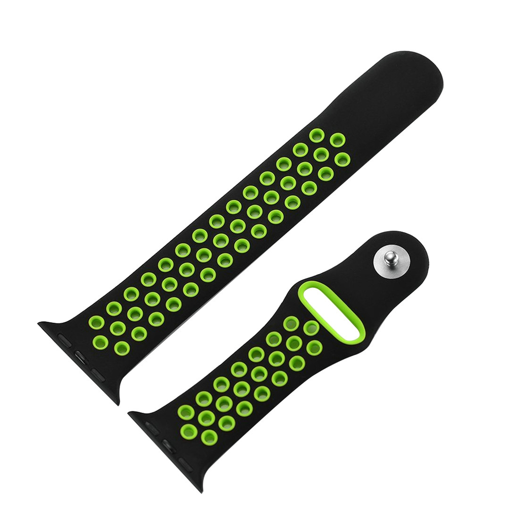 För Apple Watch 42/44mm M/L silikon Sport klockarmband Lila+grön