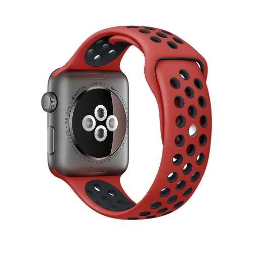 För Apple Watch 42/44mm M/L silikon Sport klockarmband Lila+grön