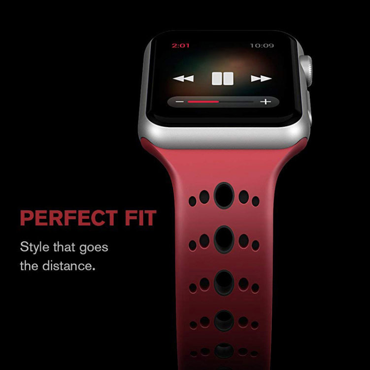 För Apple Watch 42/44mm turkos/vit silikon Sport klockarmband