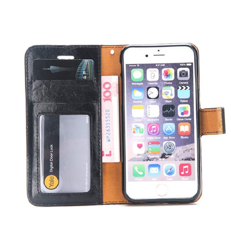 2i1 Plånboksskal i läder av hög kvalitet  Iphone 7 Cerise