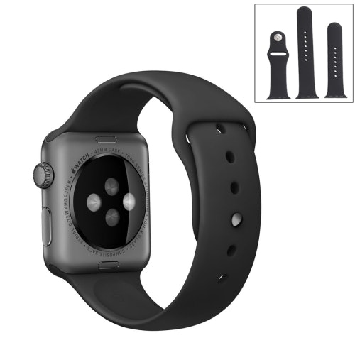 För Apple Watch 42/44mm  silikon Sport klockarmband Svart