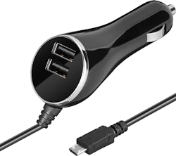 Goobay HighPower Micro-USB + 2 usb uttag billaddare 3,1A