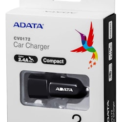 ADATA CV0172 billaddare, 12V/24V DC, 2xUSB-A 5V svart