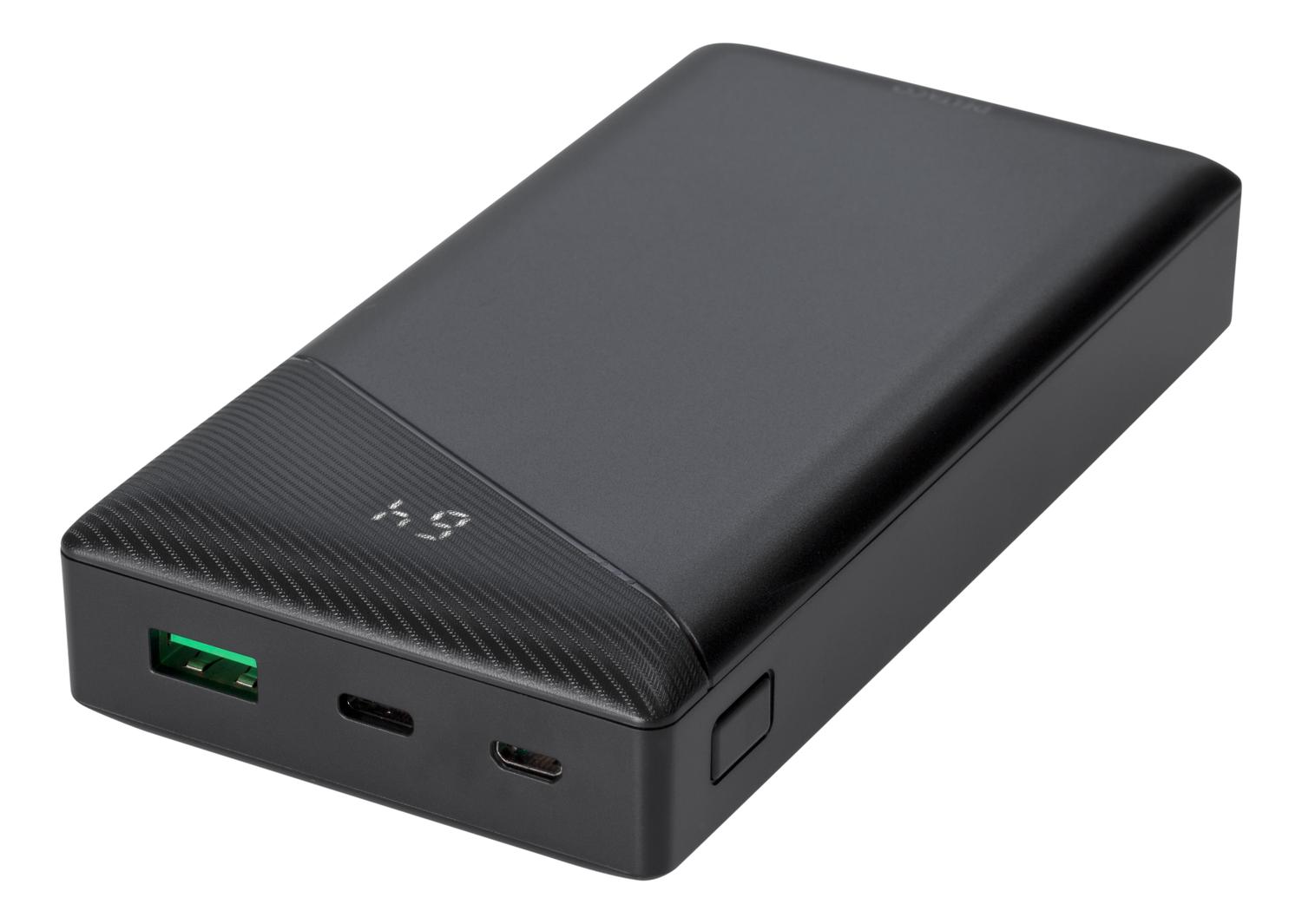 DELTACO Powerbank 20000 mAh 1x USB-A snabbladdning, 1x USB-C PD