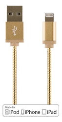 STREETZ USB-synk-/laddkabel metallklädd, MFi Lightning 1m