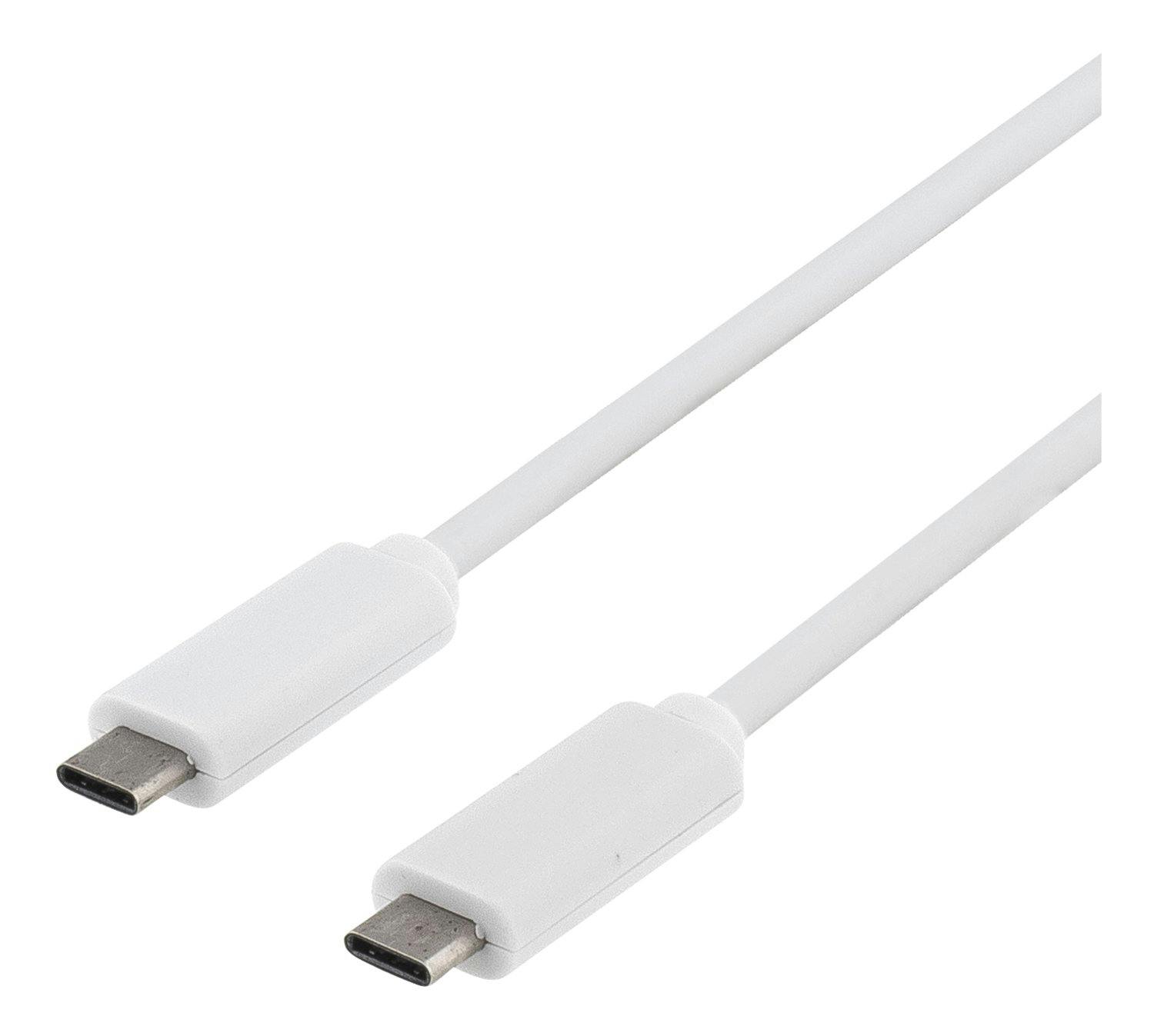 DELTACO USB 3.1 kabel, Gen 1, Typ C - Typ C, 0,5m, 3A, vit