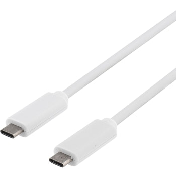 DELTACO USB 3.1 kabel, Gen 1, Typ C - Typ C, 0,5m, 3A, vit