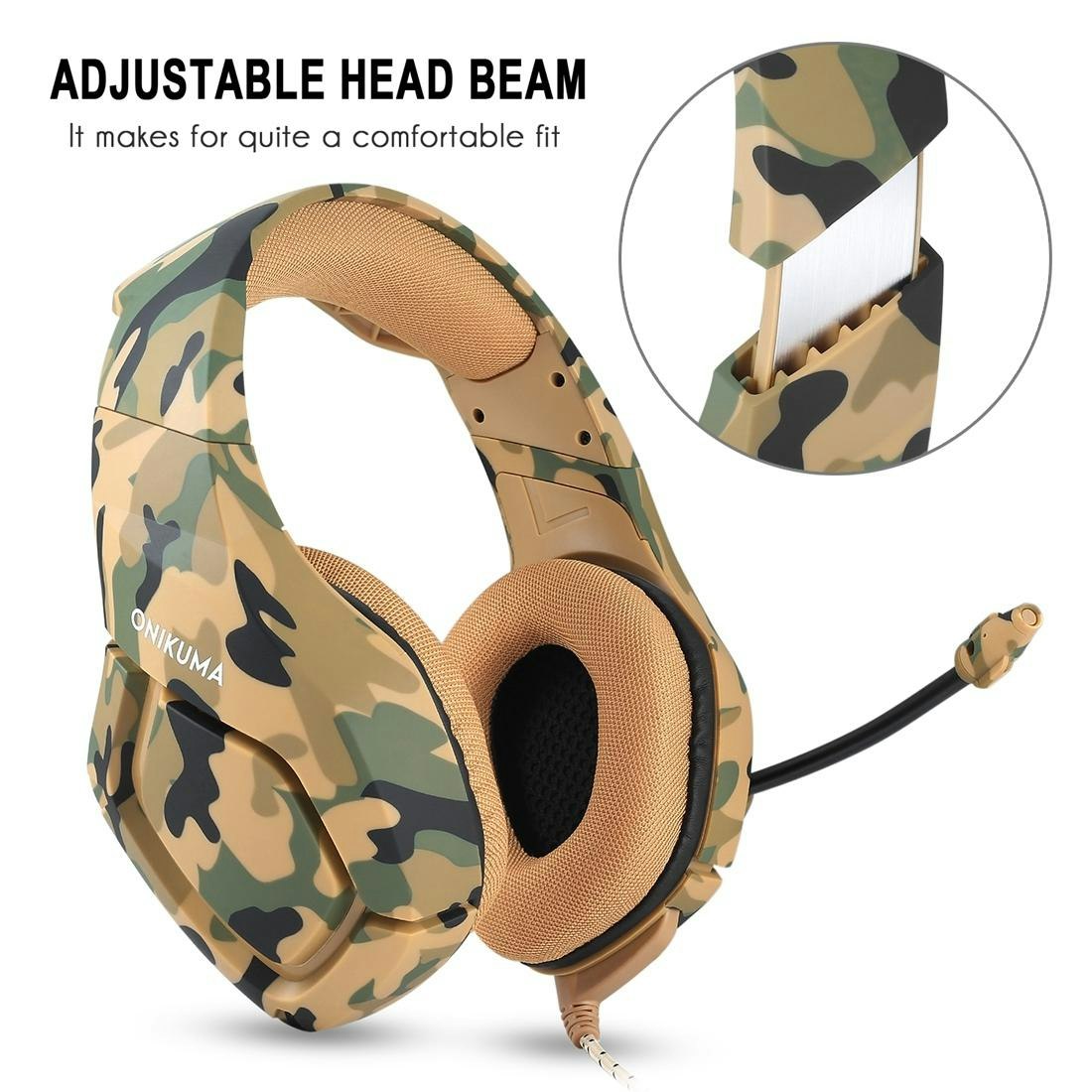 ONIKUMA K1B 3.5mm Stereo gaming headset med Mikrofon camo sand