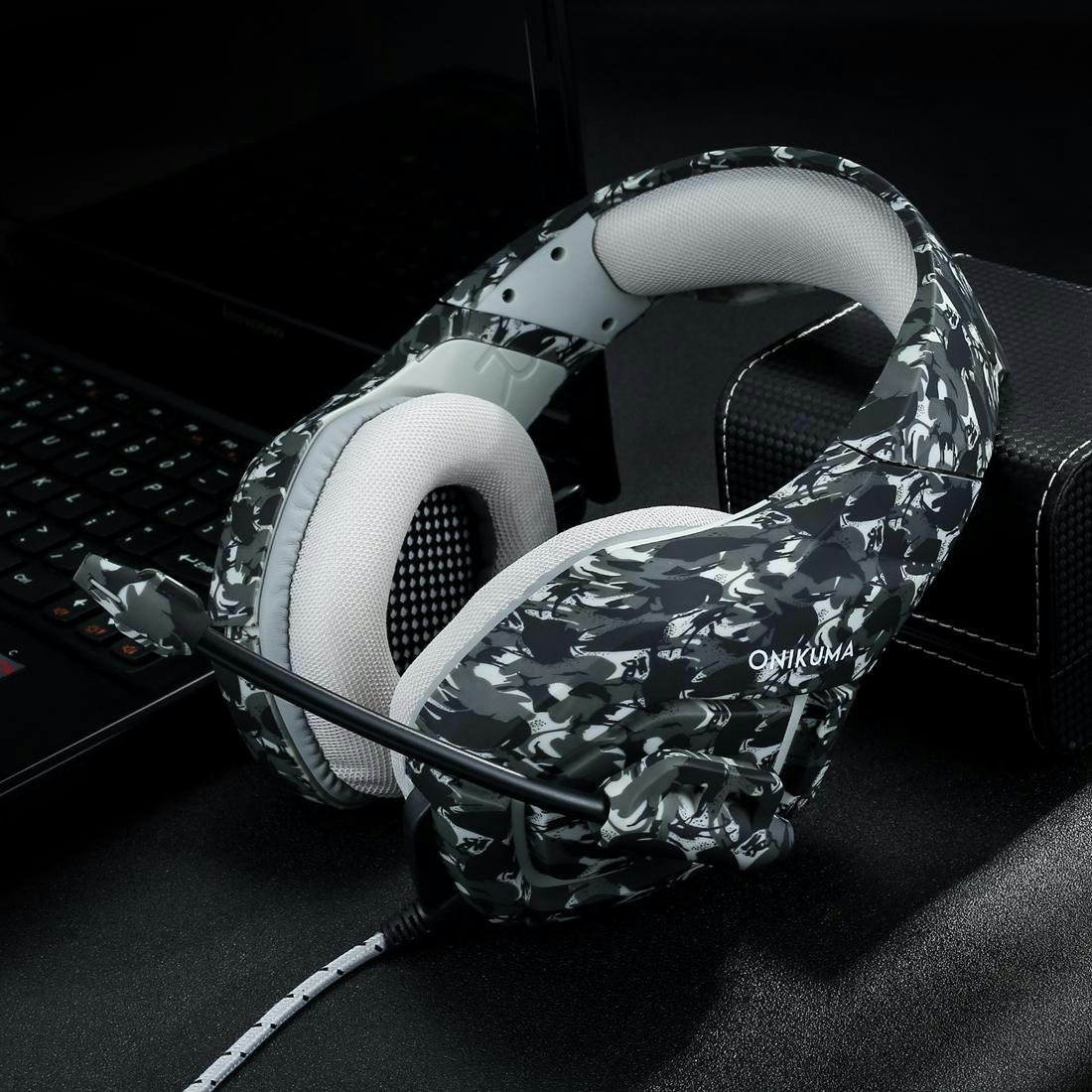 ONIKUMA K1B 3.5mm Stereo gaming headset med Mikrofon camo grå