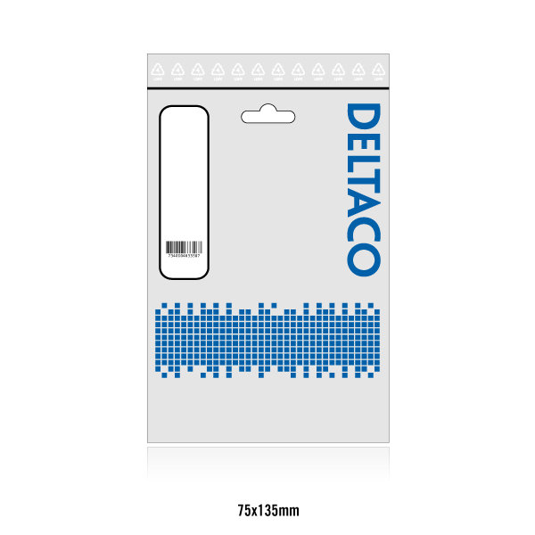Deltaco förgreningskabel 1x3,5mm ha - 2x3,5mm ho, 10 cm, svart