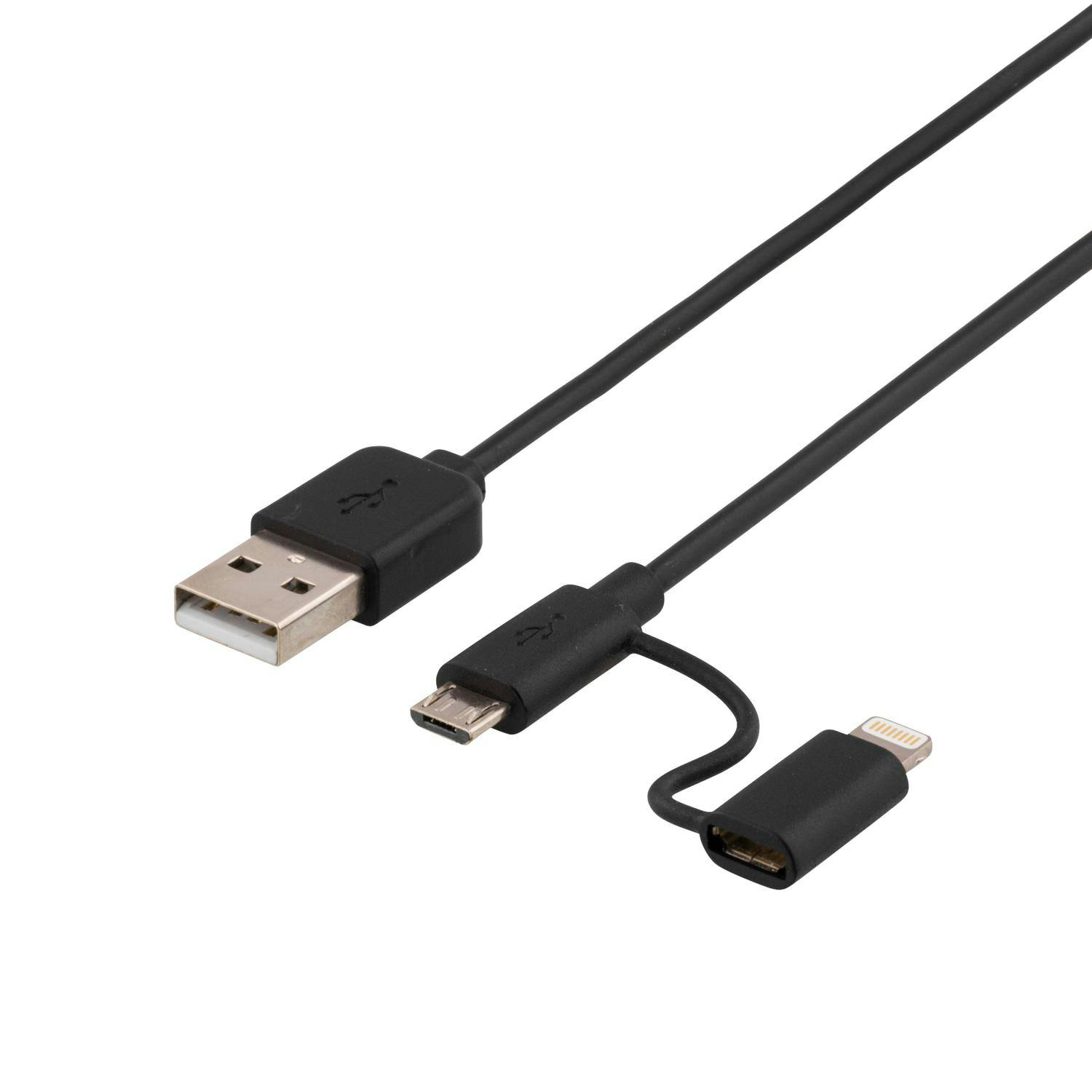 DELTACO USB-synk-/laddarkabel MFi USB Micro B- lightning