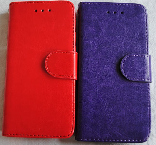 Plånkboksskal i läder av hög kvalitet till Samsung S6 Edge rosa