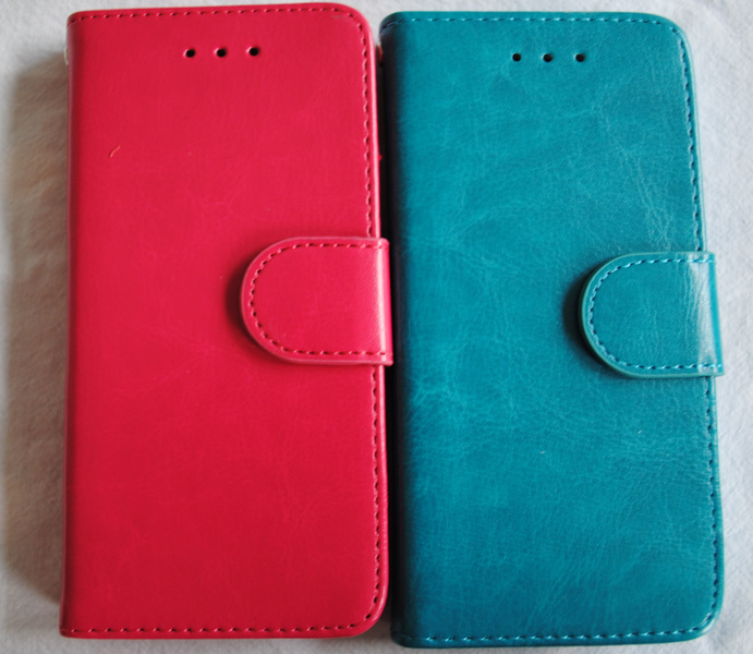 Plånkboksskal i läder av hög kvalitet till Samsung S6 Edge rosa