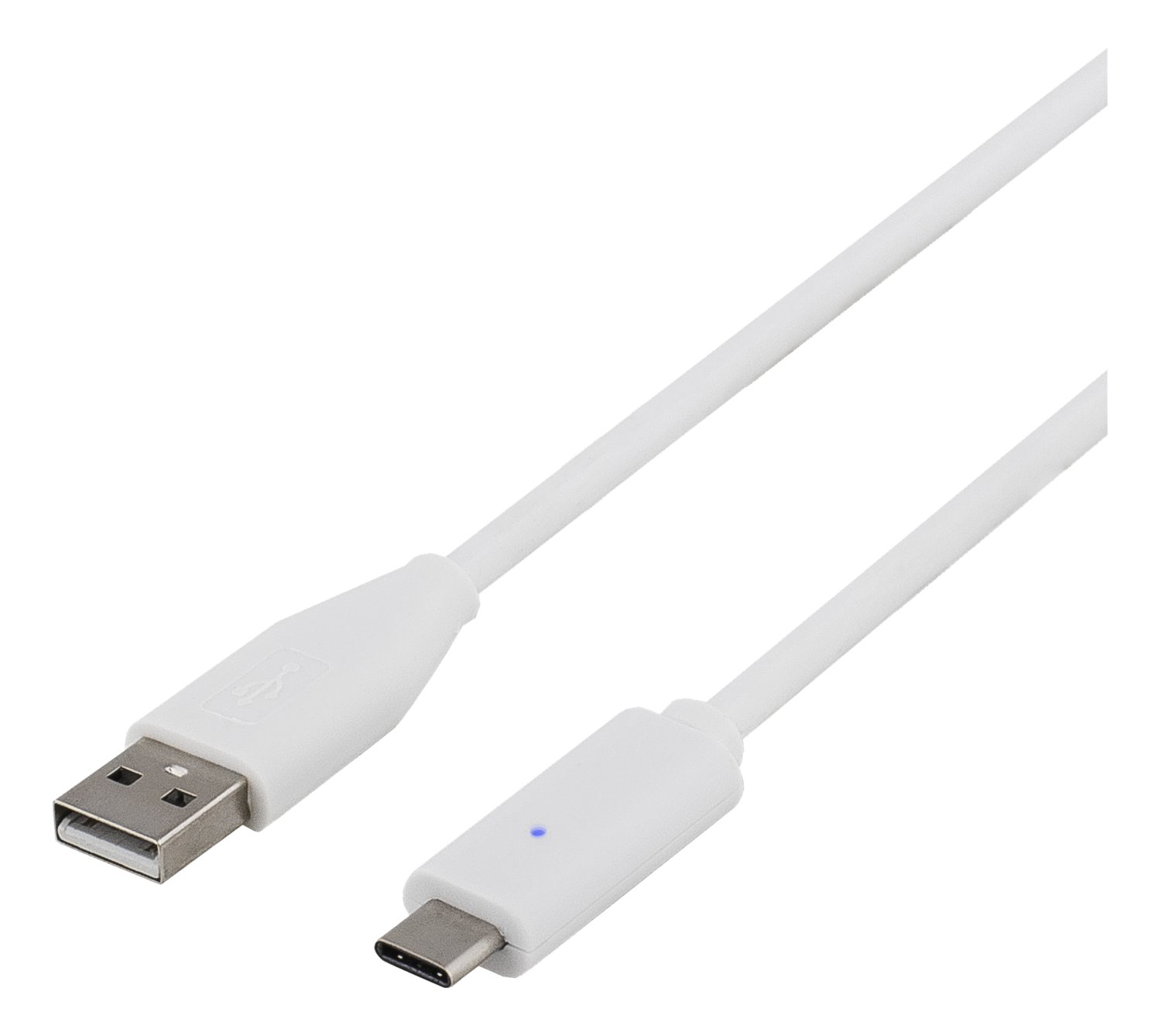 DELTACO USB 2.0 kabel, Typ C - Typ A ha, 1,5m, vit