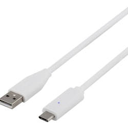 DELTACO USB 2.0 kabel, Typ C - Typ A ha, 1,5m, vit
