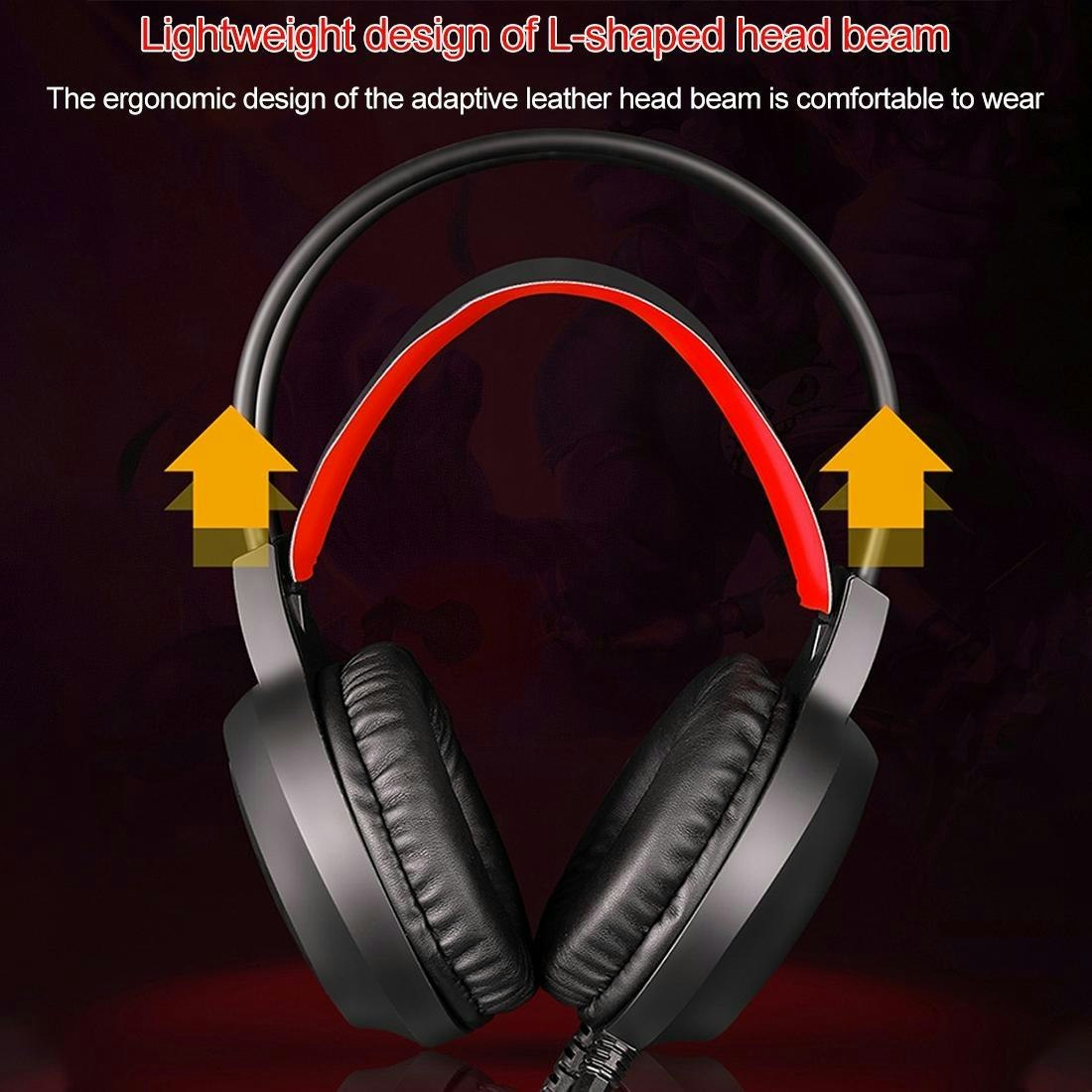 HAMTOD V1000 Dual-3.5mm Gaming Headset röd