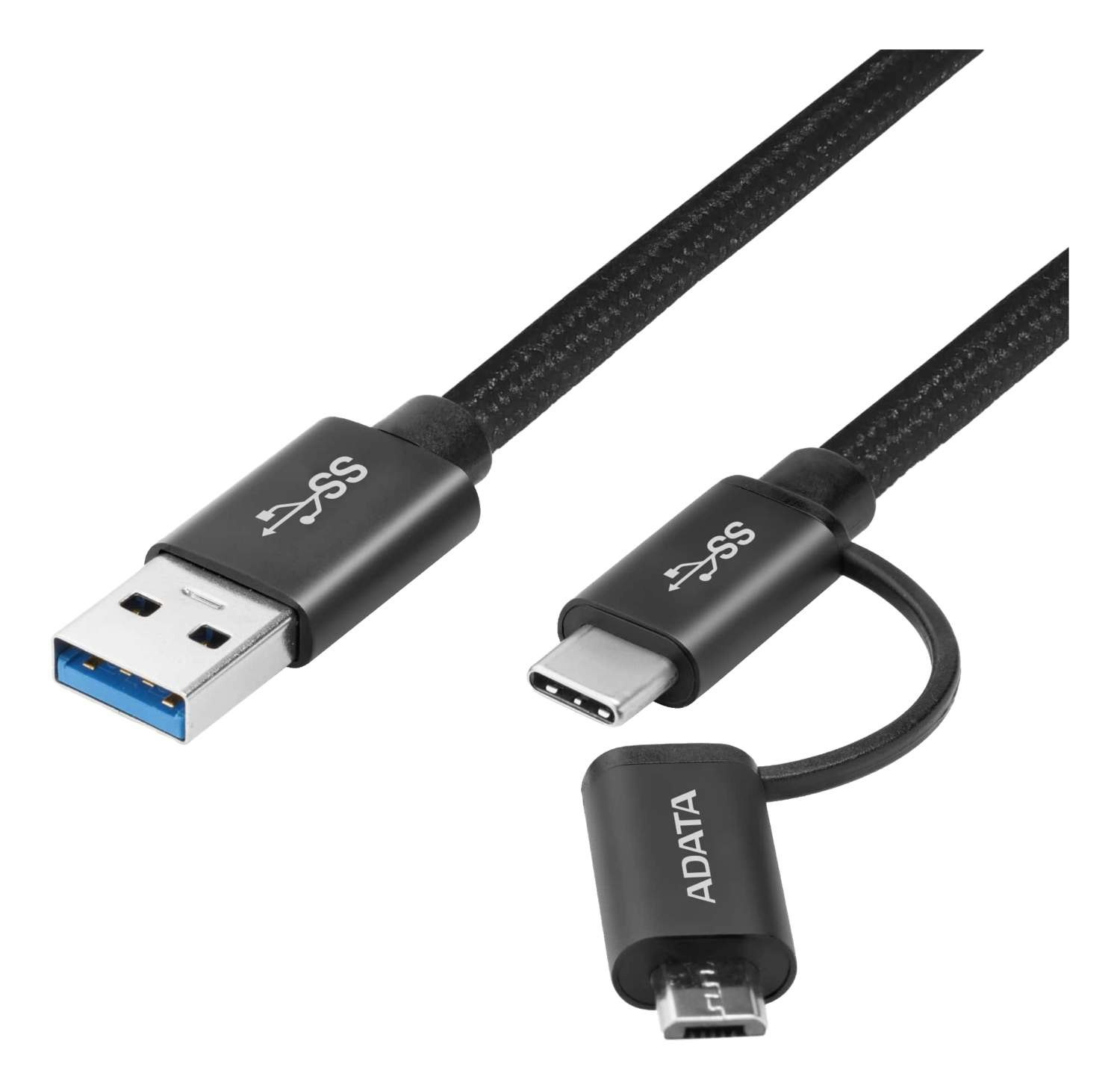 ADATA USB-C/Micro USB 3.1  kabel, 1m tygbeklädd kabel