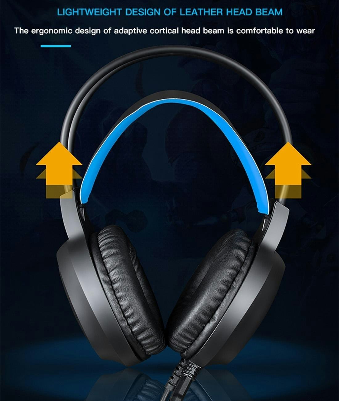 HAMTOD V1000 Dual-3.5mm Gaming Headset blå