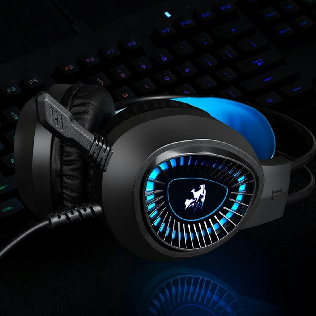 HAMTOD V1000 Dual-3.5mm Gaming Headset blå