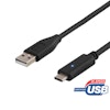 DELTACO USB 2.0 kabel, Typ C - Typ A ha, 0,25m, svart