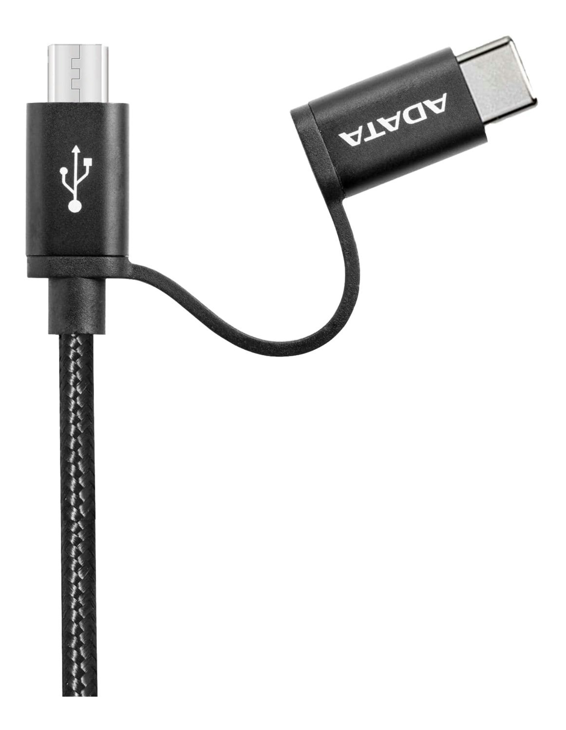 ADATA Micro USB/USB-C 2.0-kabel,  tygbekläddd kabel, 1m, svart