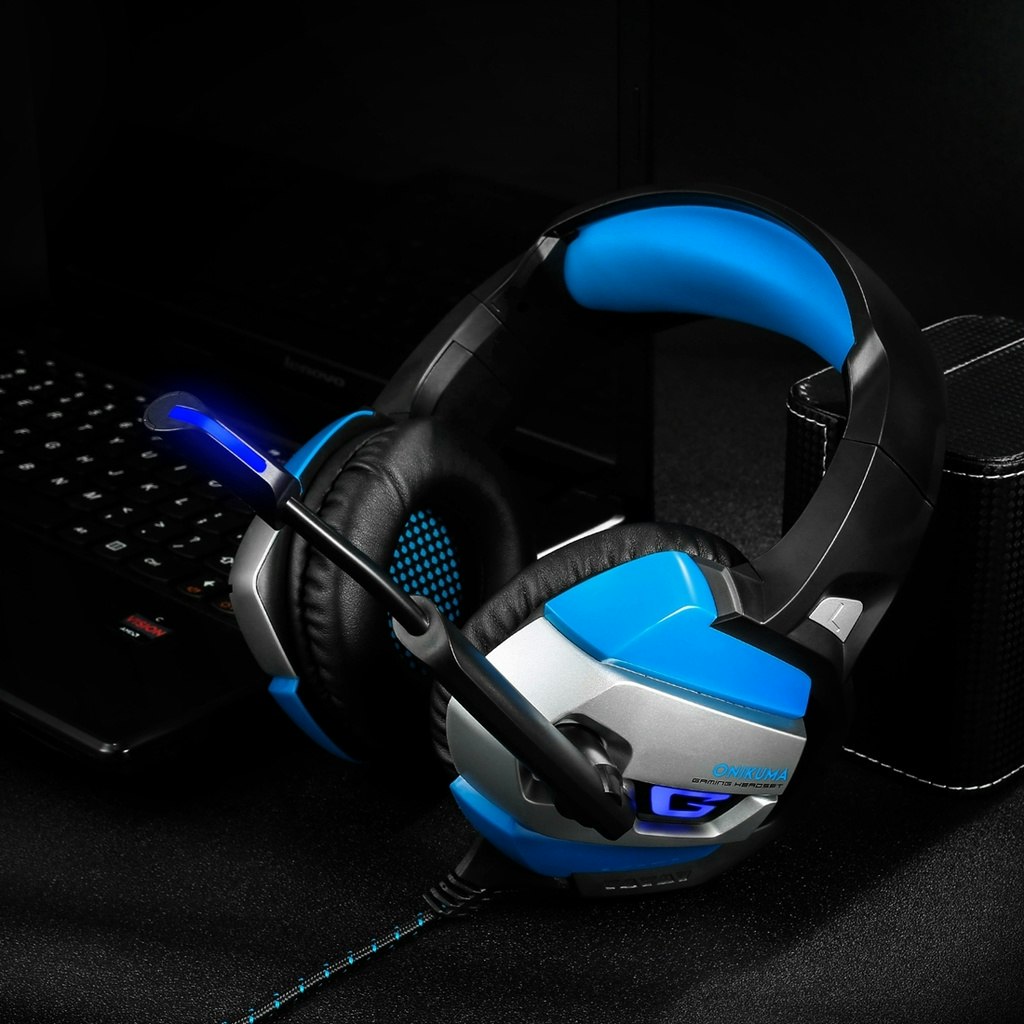 ONIKUMA K5 3.5mm Stereo gaming headset med Mikrofon blå