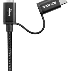 ADATA Micro USB/USB-C 2.0-kabel,  tygbekläddd kabel, 1m, svart