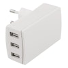 DELTACO Väggladdare, 240V till 5V USB, 3,4A, 3xUSB-A portar, vit