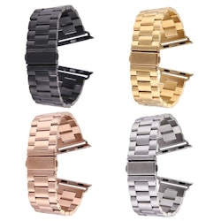 Butterfly Buckle 3 Beads Stainless Steel Apple Watch 42/44 mm Svart