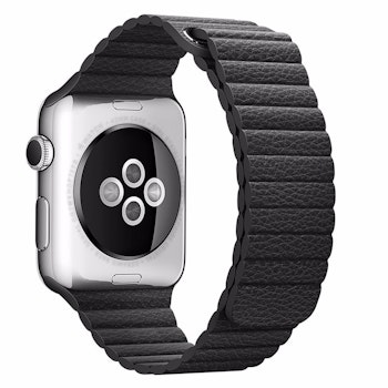 Kopia För Apple Watch 42mm Loop magnetlåsspänne PU läder armband Svart