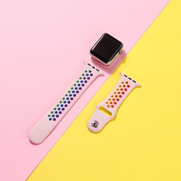 För Apple Watch 44/42mm Rainbow Sport Klockarmband