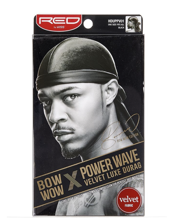 RED BY KISS POWER WAVE VELVET DURAG - BLACK