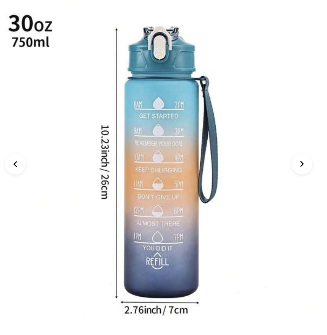 Motivational Water Bottle Blue 3 in 1 /2000ml+750ml+280ml /  3 pcs/set