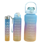 Motivational Water Bottle gradient blue 3 in 1 /2000ml+900ml+280ml