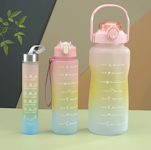 Motivational Water Bottle gradient pink 3 in 1 /2000ml+900ml+280ml