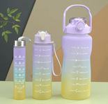 Motivational Water Bottle gradient purple 3 in 1 /2000ml+900ml+280ml