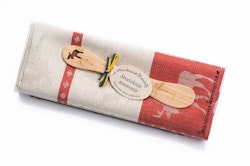 Towel and butter knife, moose red