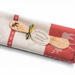 Towel and butter knife, moose red