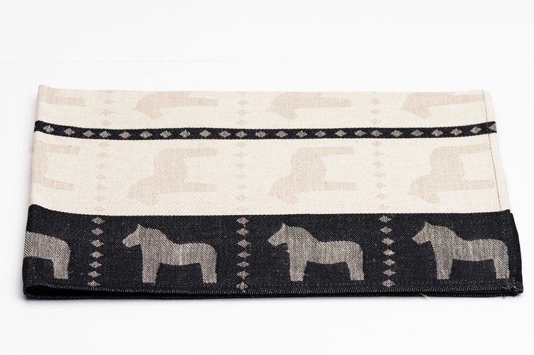 Kitchen towel Dala horse black