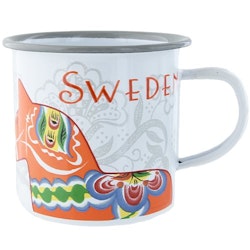 Enamel mug: Dalahäst Sweden, ø9 x 9 cm