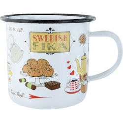 Enamel mug, Swedish Coffee, ø9 x 9 cm