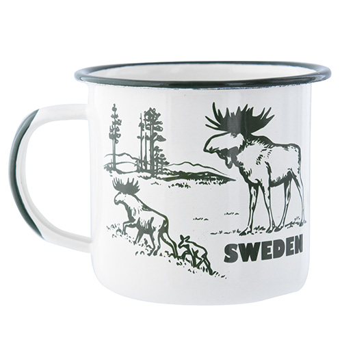 Enamel mug moose, Sweden, ø9 x 9 cm
