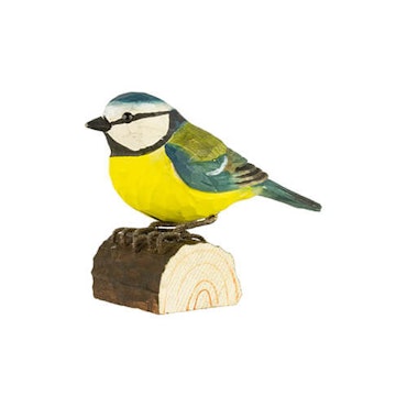 Hand-carved Blue Tit in wood