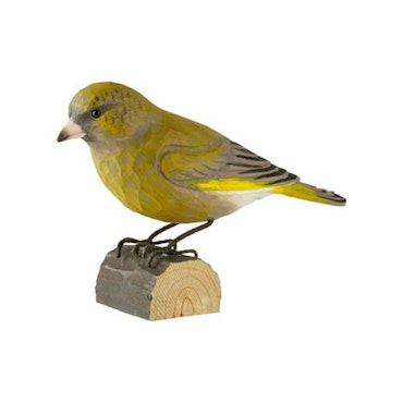 Hand-carved Greenfinch in wood