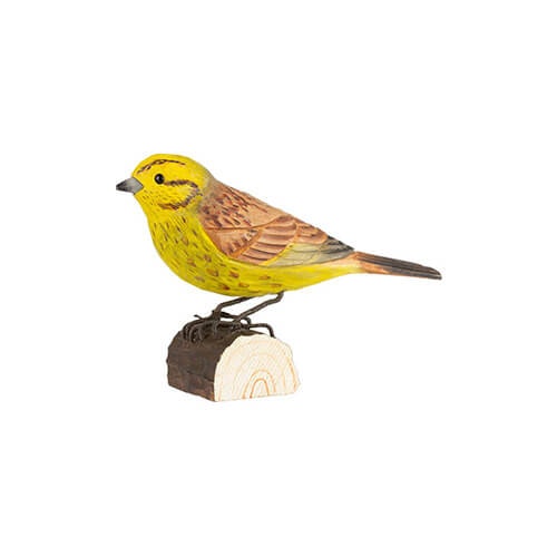 Hand-carved Yellow Sparrow in wood