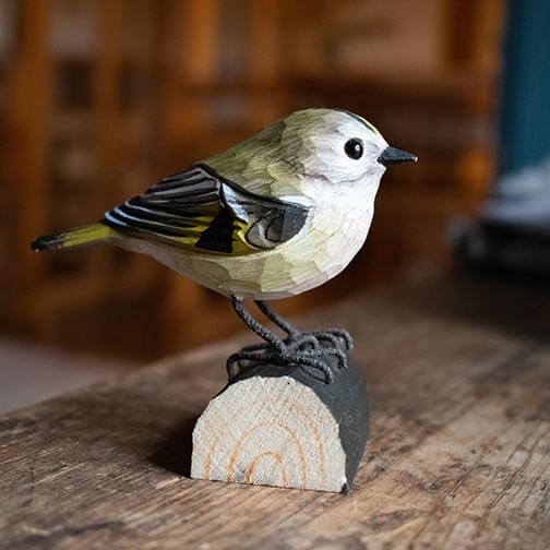 Hand-carved Kingfisher in wood