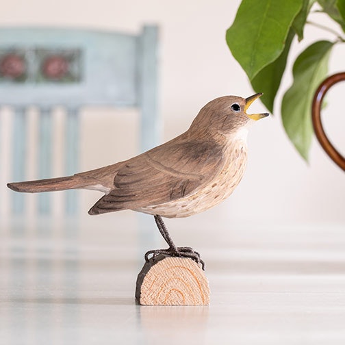 Hand-carved Nightingale in wood