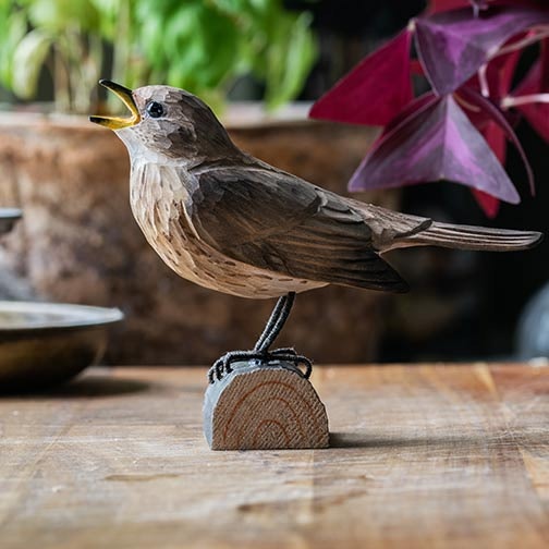 Hand-carved Nightingale in wood